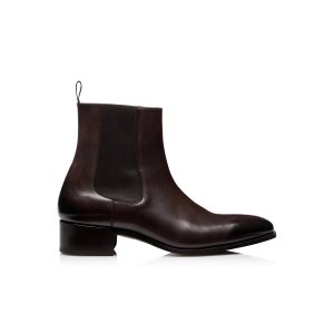 Bottes Tom Ford Burnished Cuir Alec Chelsea Homme Ebony | CADGQ-9184