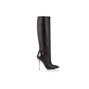 Bottes Tom Ford Cuir Padlock Femme Noir | OUSXE-1430