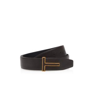 Ceintures Tom Ford Grain Cuir Insert Boucle T Homme Marron Foncé | AEKVN-5398