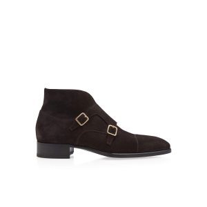 Chaussures Habillées Tom Ford Daim Elkan Monk Brides Boot Homme Noir | UMBJT-1306