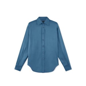 Chemises Tom Ford Charmeuse Fluid Fit Homme Turquoise | EIVUY-7426