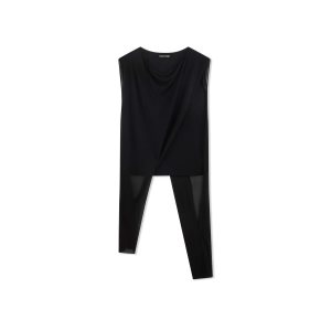 Hauts Tom Ford Crepe Jersey Asymmetric T-shirt Femme Noir | SCIVB-1496