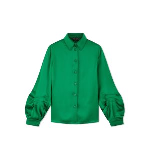 Hauts Tom Ford Fluid Double-faced Satin Balloon Sleeve Shirt Femme Turquoise Vert | CUPJZ-3621