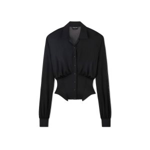 Hauts Tom Ford Stretch Slinky Viscose Corset Shirt Femme Noir | ONYZA-0367
