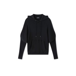 Knitwear Tom Ford Stretch Cashmere Rib Encapuchonné Femme Noir | QKMZD-8241