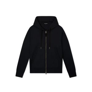 Knitwear Tom Ford Superfine Merino Hoodie Homme Noir | NHSUT-4915