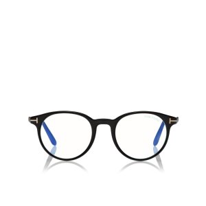 Optique Tom Ford Blue Block Round Shape Homme Noir | DYOPG-0972