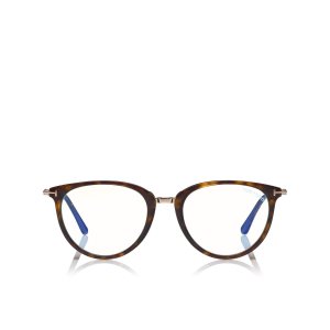 Optique Tom Ford Blue Block Soft Round Femme Noir | LMAPK-5843