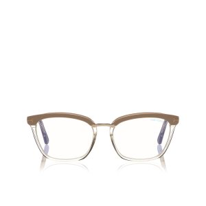 Optique Tom Ford Blue Block Soft Square Femme Rose Blanche | LVMDU-8793