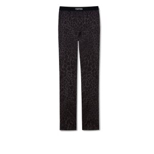 Pantalon De Pyjama Tom Ford Reflected Leopard Silk Homme Ink | BUGVQ-5346
