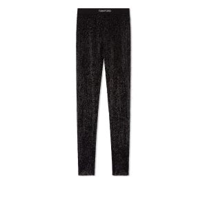 Pantalon Tom Ford All Over Sequins Logoed Leggings Femme Noir | EDMSZ-9187