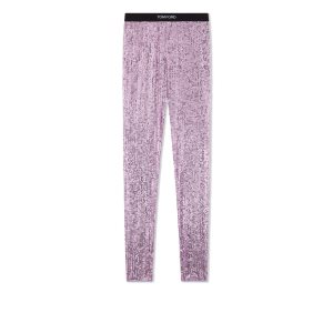 Pantalon Tom Ford All Over Sequins Logoed Leggings Femme Violette | FDBNO-5246