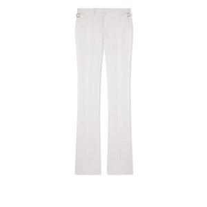Pantalon Tom Ford Hopsack Tailoring Flares Femme Chalk | QIHUM-4197