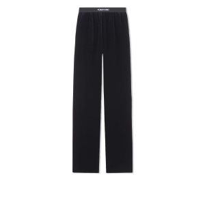 Pantalons Tom Ford Legere Velvet Pj Pants Femme Noir | ATFRO-2571