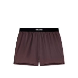 Pantalons Tom Ford Stretch Silk Satin Boxer Shorts Femme Chocolat Foncé | YCUWB-7069