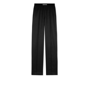 Pantalons Tom Ford Stretch Silk Satin Pj Pants Femme Noir | FDEAH-3680