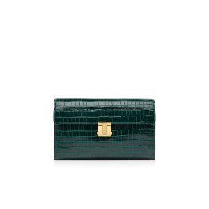 Petits Portefeuilles Tom Ford Glossy Printed Croc 001 Pouch Homme Vert Olive | PUNFB-3659