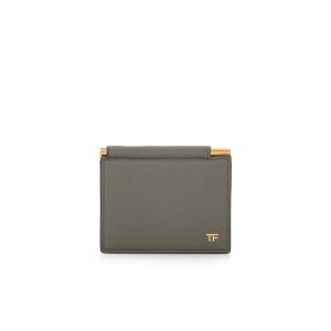 Petits Portefeuilles Tom Ford Small Grain Cuir Folding Money Clip Cardholder Homme Grise | IUXYQ-5137