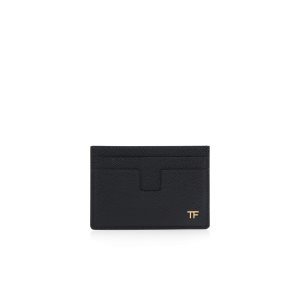 Petits Portefeuilles Tom Ford Small Grain Cuir Money Clip Cardholder Homme Noir | PHYDN-2481