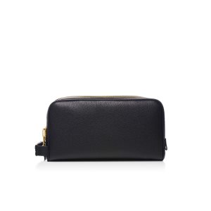 Petits Portefeuilles Tom Ford Soft Grain Cuir Buckley Double Zip Dopp Kit Homme Noir | HNCVY-8412