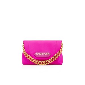 Sac Clutch Tom Ford Satin Label Femme Rose | JHXRG-4579
