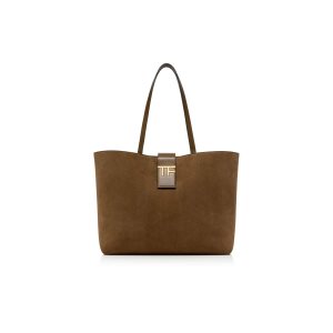 Sacs Fourre Tout Tom Ford Daim Cuir Tf Small E/W Femme Sienna | KBACH-0961
