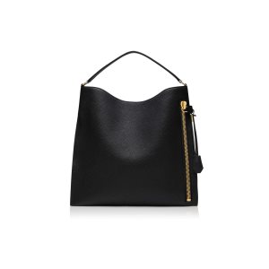 Sacs Fourre Tout Tom Ford Grain Cuir Alix Large Hobo Femme Noir | DVAXK-2096
