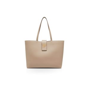 Sacs Fourre Tout Tom Ford Grain Cuir Tf Small E/W Femme Grise Marron | UDNBT-9682