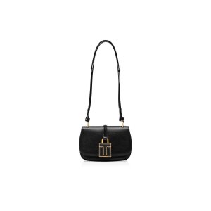 Sacs À Bandoulière Tom Ford Cuir 001 Lock Mini Flap Femme Noir | OZBQF-0961
