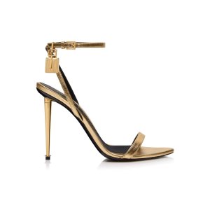 Sandales Tom Ford Laminated Nappa Cuir Padlock Pointy Naked Femme Doré | JGWFL-8163