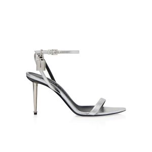 Sandales Tom Ford Laminated Nappa Padlock Pointy Naked 85 Mm Femme Argent | XMTIG-4765
