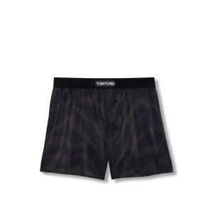 Slips Tom Ford Abstract Zebra Silk Boxer Homme Ebony | SWIAU-4562