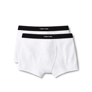 Slips Tom Ford Coton Two Pack Boxer Homme Blanche | NPJMF-7031