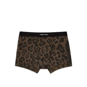 Slips Tom Ford Leopard Coton Boxer Homme Marron Clair | CFJAV-8470