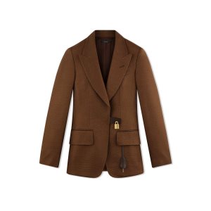 Vestes Tom Ford Hopsack Tailoring Padlock Femme Pecan | OLZEI-9028