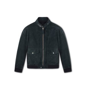 Vêtements D'extérieur Tom Ford Buttery Daim Jacket Homme Petrol | JTQNB-7398