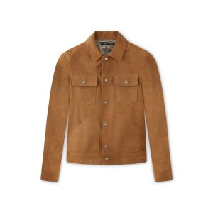 Vêtements D'extérieur Tom Ford Buttery Daim Western Blouson Homme Marron Foncé | ZMRVT-3286