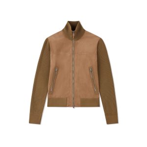 Vêtements D'extérieur Tom Ford Daim Front Zip Through Homme Marron | ACWKF-2186