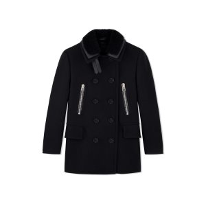 Vêtements D'extérieur Tom Ford Double Felt Peacoat Homme Noir | NESJX-3682