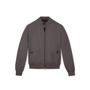 Vêtements D'extérieur Tom Ford Fine Poplin Harrington Blouson Homme Ebony | FGXWI-8106