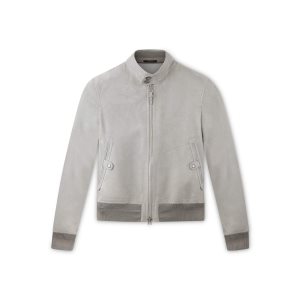 Vêtements D'extérieur Tom Ford Light Daim Harrington Jacket Homme Grise Clair | NREUT-5349