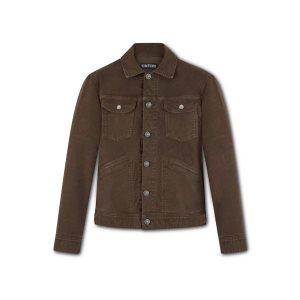 Vêtements D'extérieur Tom Ford Moleskin Stretch Denim Jacket Homme Marron Foncé | RFIYS-2947