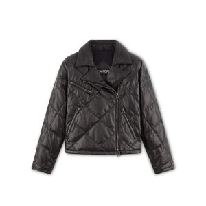 Vêtements D'extérieur Tom Ford Plonge Cuir Matelassé Vélo Femme Noir | NGRBO-5128