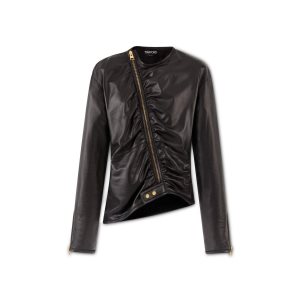 Vêtements D'extérieur Tom Ford Soft Silk Nappa Ruched Jacket Femme Noir | PRIJK-7349