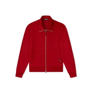 Vêtements D'extérieur Tom Ford Technical Coton Zip Through Homme Poppy | SOVJY-3816