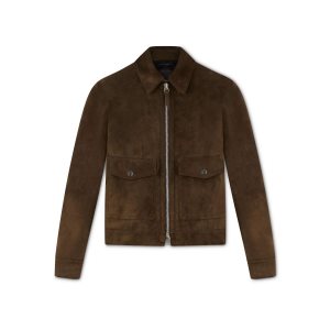 Vêtements D'extérieur Tom Ford Zip Collar Blouson Homme Vert Olive Foncé | TDJZW-3729